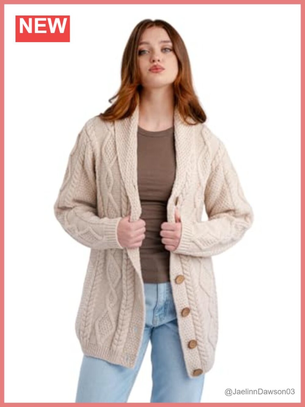 100% Merino Wool Shawl Neck Cardigan Buttoned V-Neck Sweater